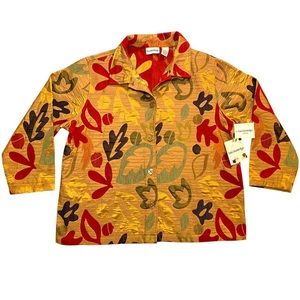 COPY - BNWT Autumn Foliage Leaf Print Paneled Quilted Blazer Coat